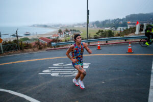 Cal Calamia runs up a hill on the San Francisco Marathon Course