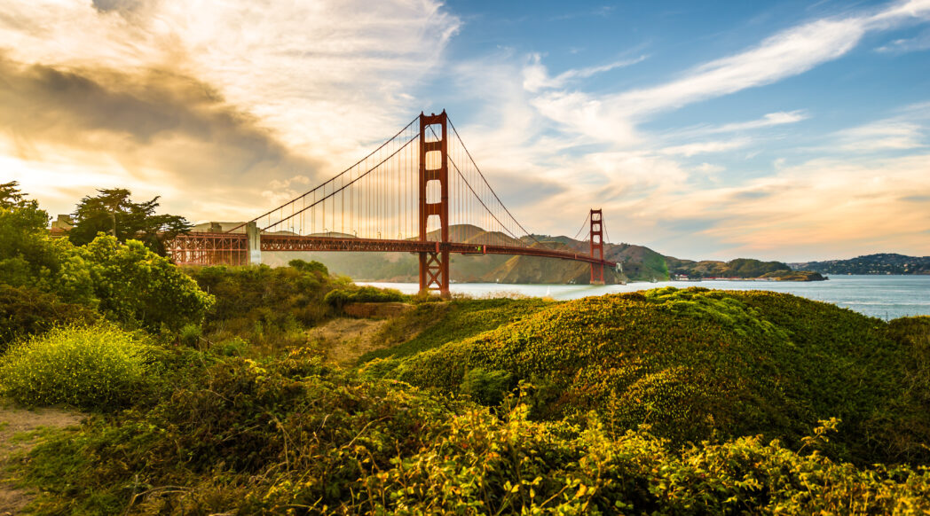 Golden Gate Bridge from Crissy Fields, one of the green spaces in San Francisco