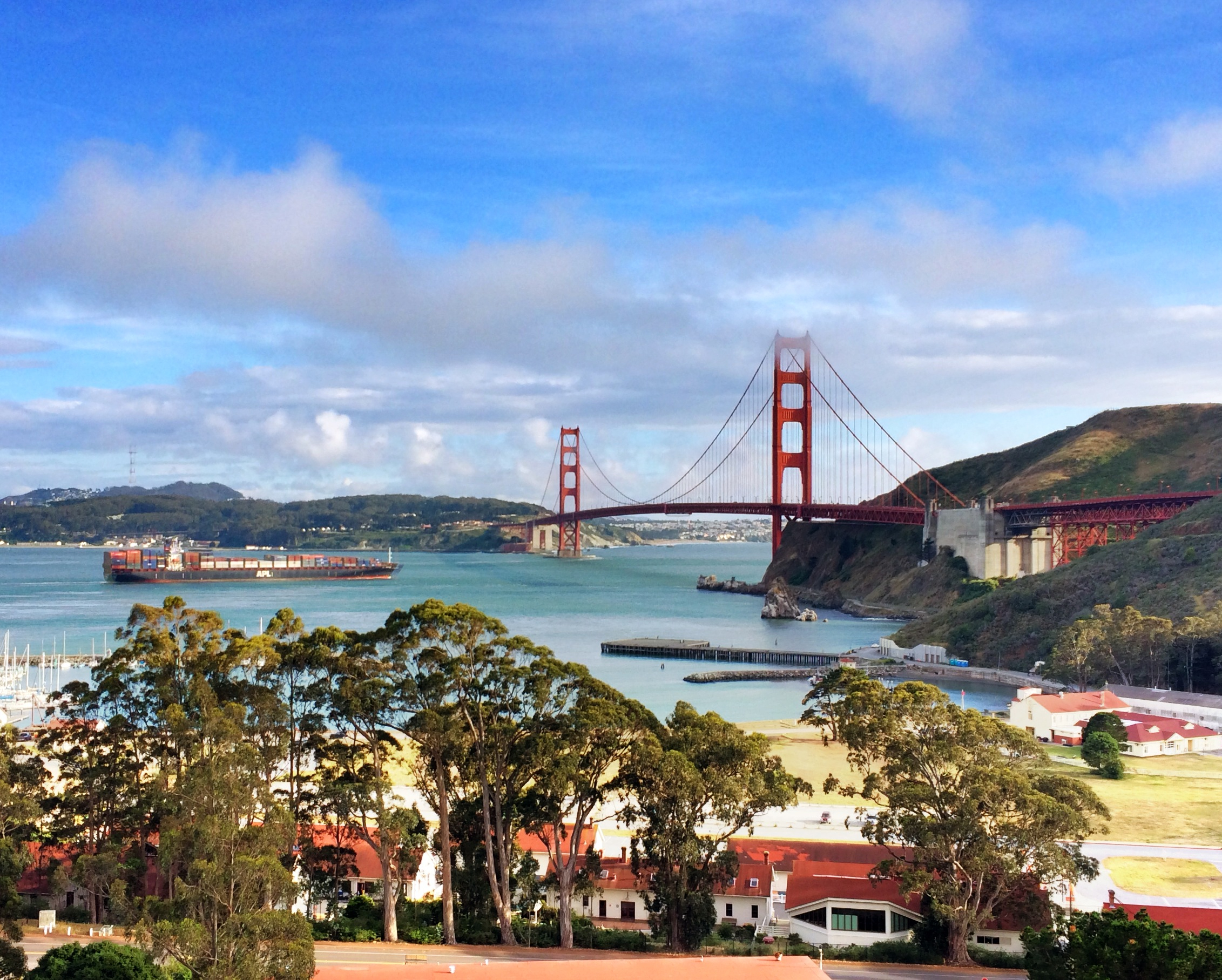 A view of Sausalito and the Golden Gate Bridge, a part of the new sfm half marathon course.