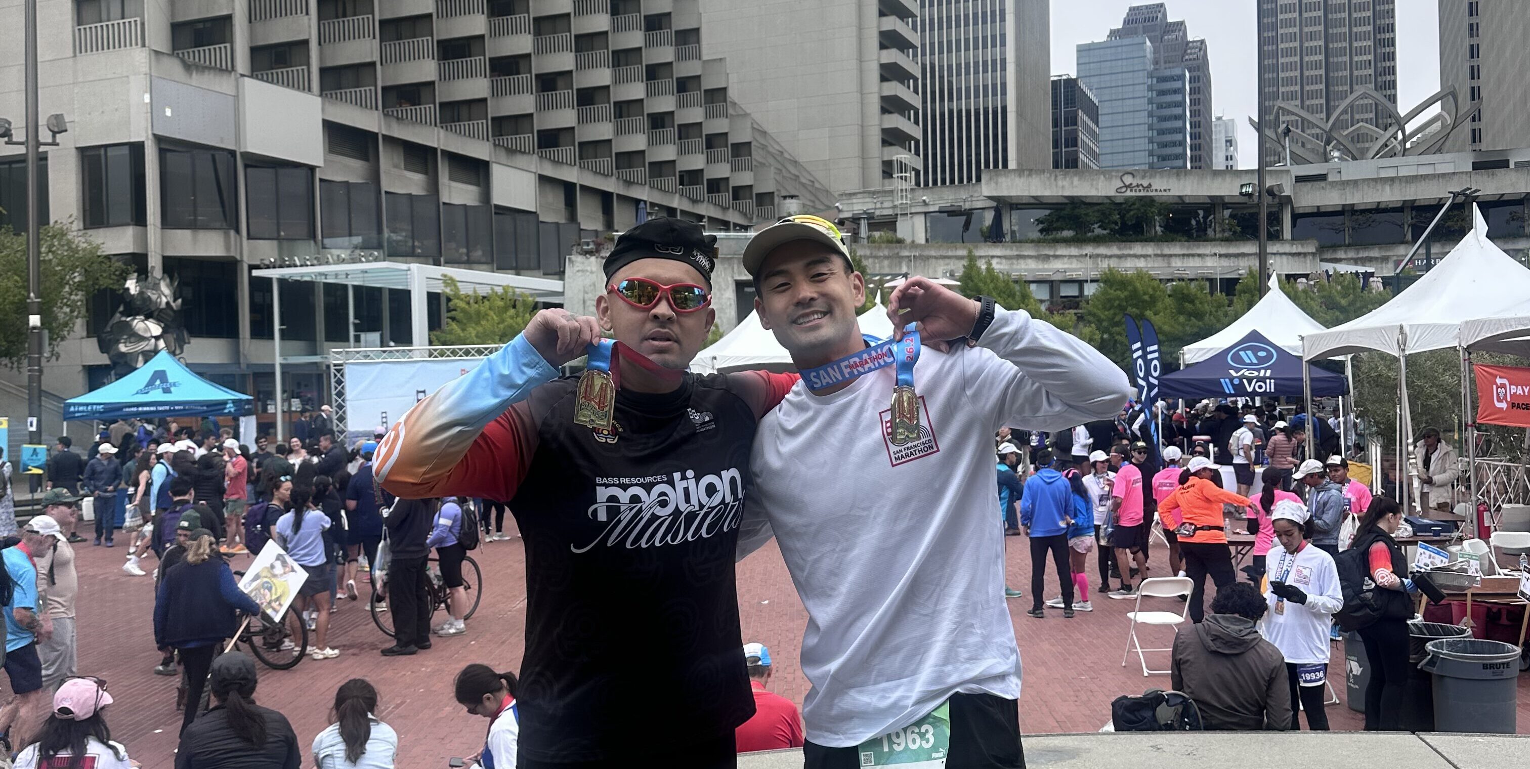 P-Lo with a medal after the San Francisco Marathon
