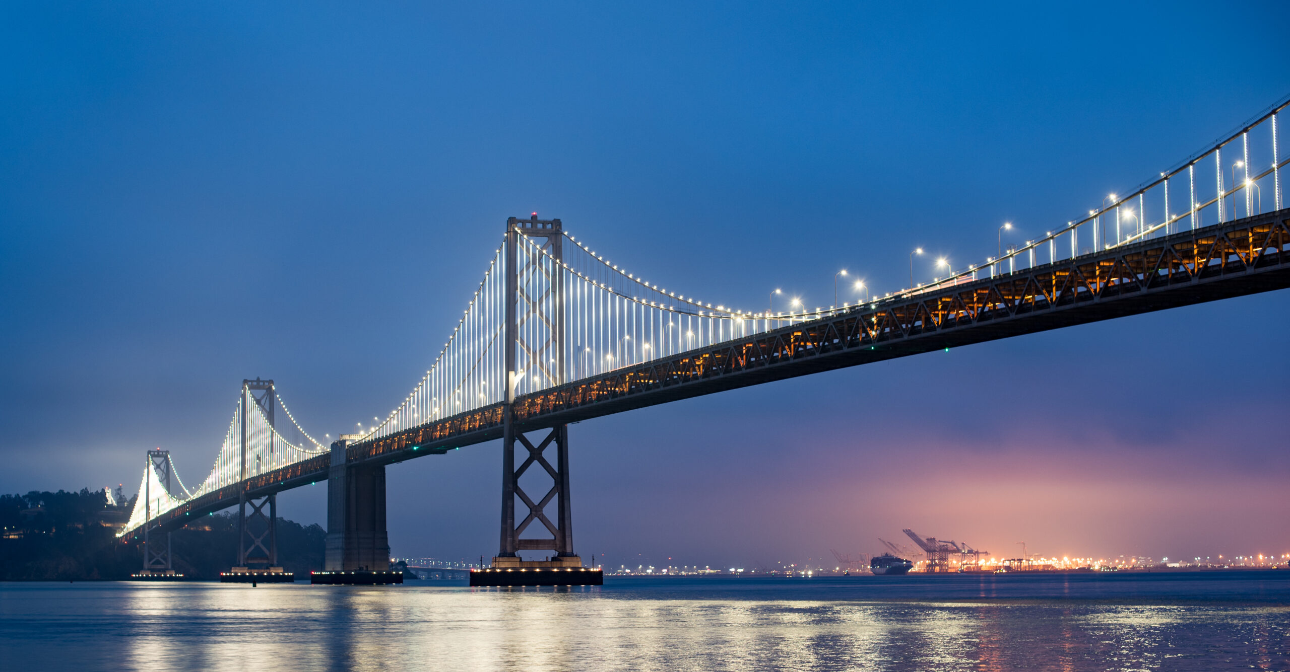 Bay Bridge Art Lights at Night